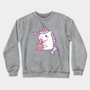 Cute Little Unicorn Loves Drinking Bubble Tea Crewneck Sweatshirt